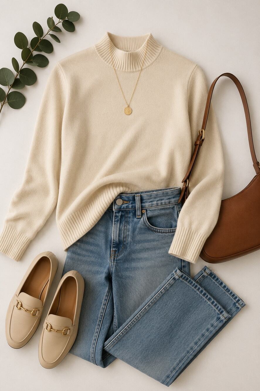 Investments Fine Cashmere 100% Cashmere Sweater Beige Minimalist Quiet Luxury